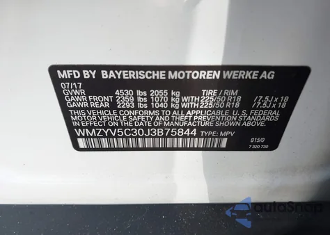 2018 Mini Countryman Cooper из США, поврежденный, VIN WMZYV5C30J3B75844